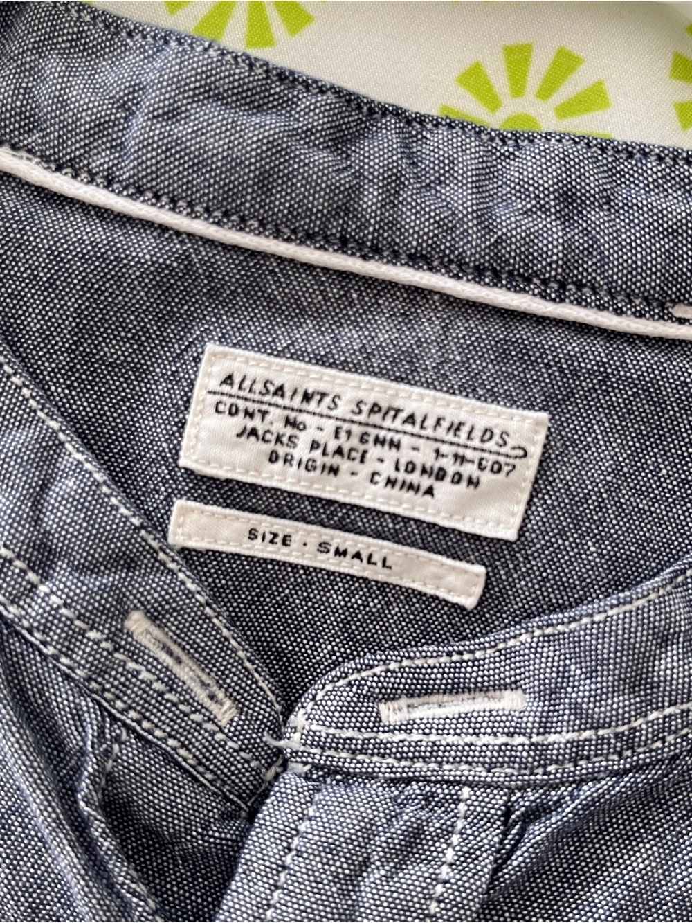 🇬🇧 AllSaints Cropped Band-Collar Chambray Top | London Cool | Small - Picture 2 of 11